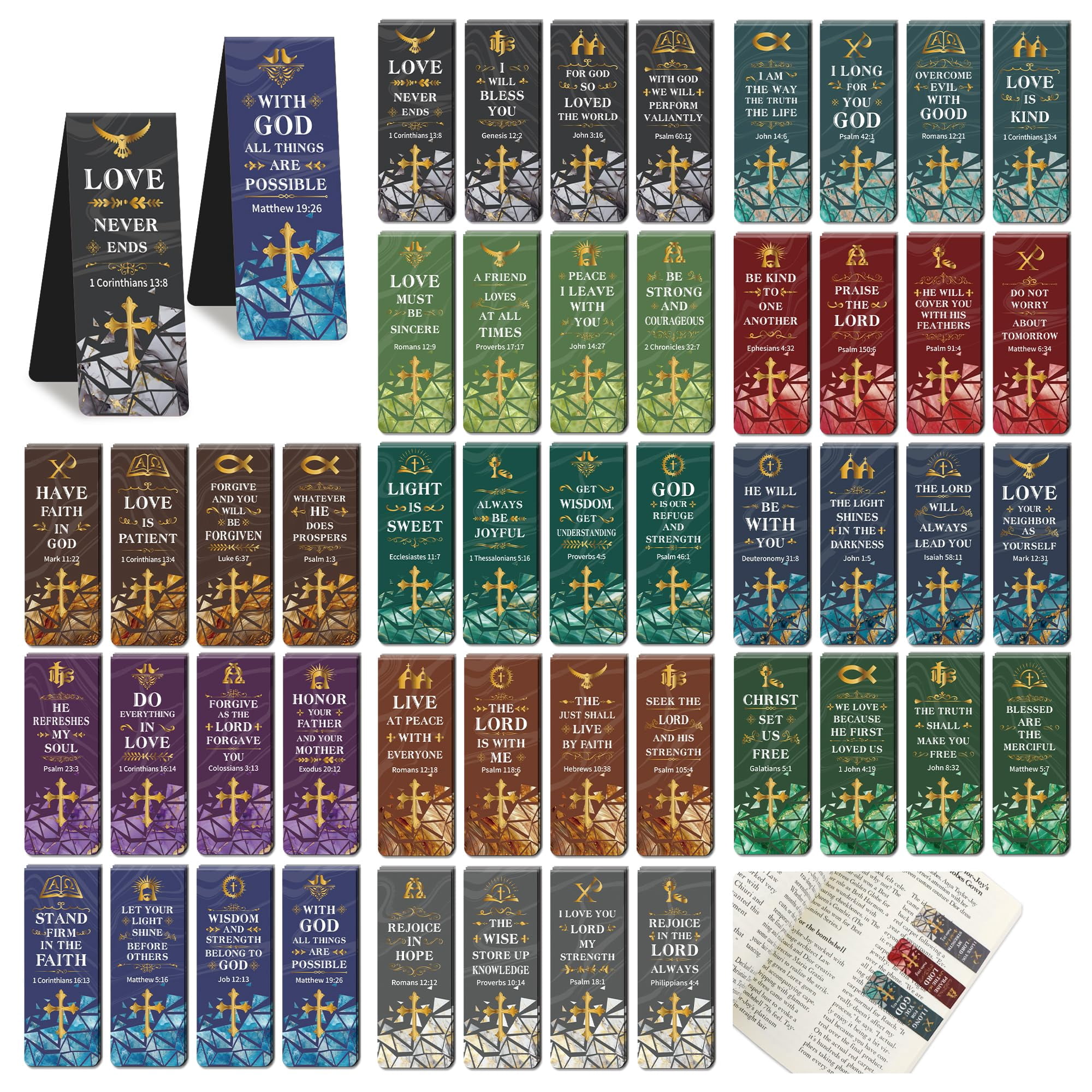 Sinekong 48Pcs Bible Verse Magnetic Bookmarks for Women, Inspirational Religious Scripture Christian Magnet Book Markers