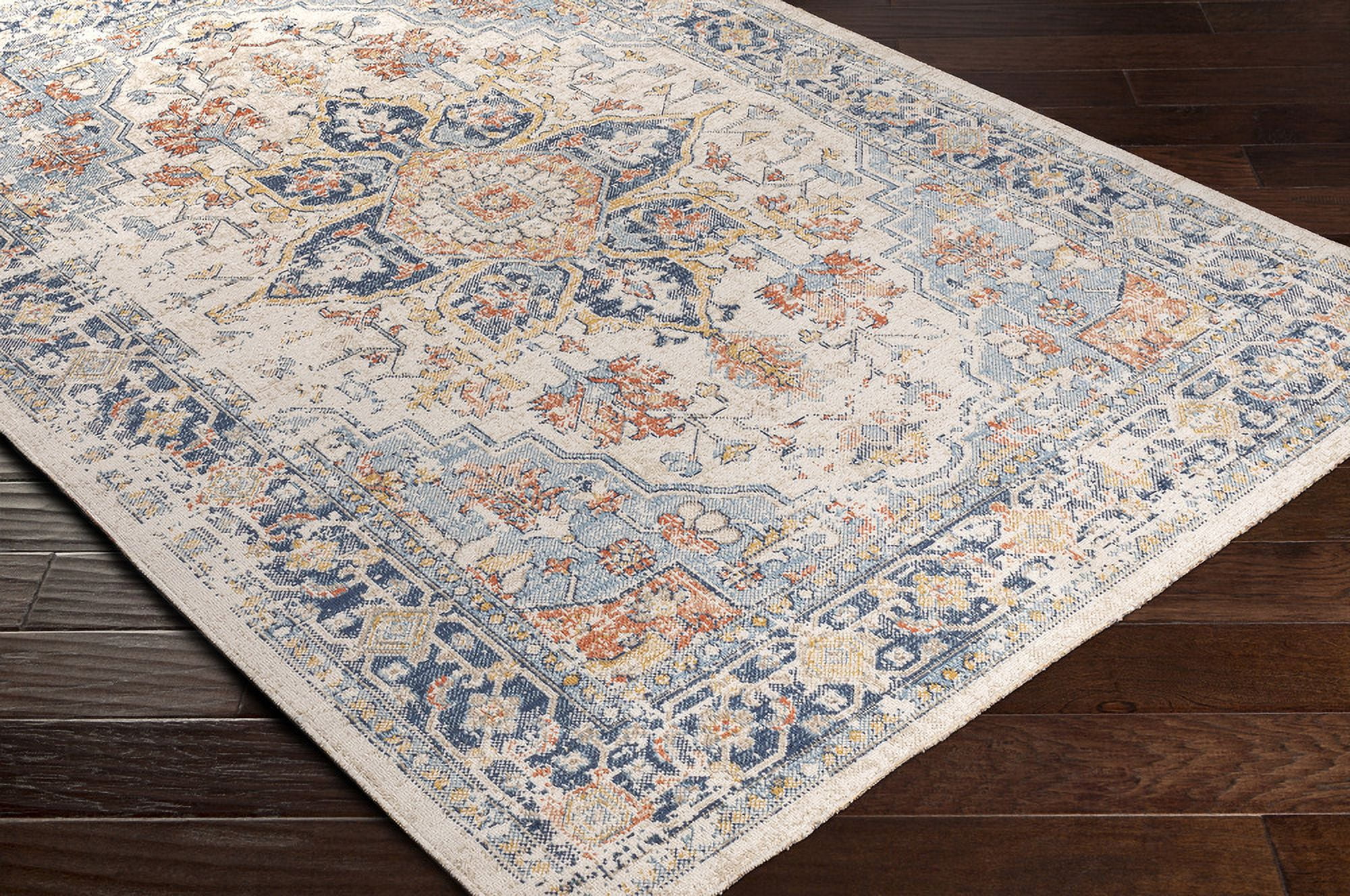 Livabliss Outdoor Rugs, 5x7 Huntington Beach Traditional Navy Area Rug for Patio, Porch, Deck, Backyard, Waterproof Indoor Outdoor Carpet (5'3" x 7')