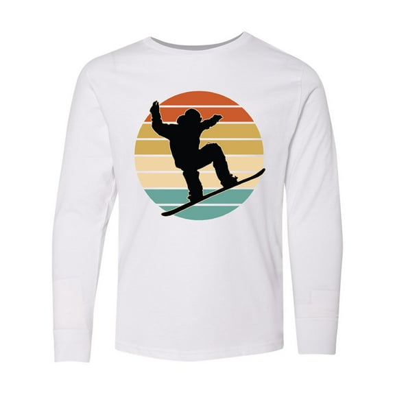 Inktastic Snowboarding Retro Sunset Snowboard Long Sleeve Youth T-Shirt