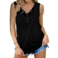 thumbnail image 2 of Womens Plus Size Tank Tops Summer Sleeveless Buttons Up T-Shirts Side Split Casual Loose Fit Flowy Tunic Blouses, 2 of 9