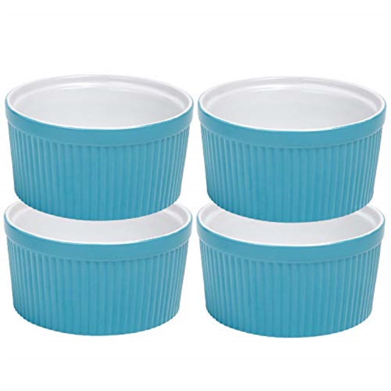 Bruntmor ceramic 12 Oz Set of 4 Souffle Dish Oven Safe Ramekins for
