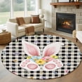 thumbnail image 2 of Rectangle Rug 5ft Area Rug, Easter Rabbit Ear Foot Area Rugs for Living Room Bedroom, Spring Flower Vintage Buffalo Plaid Floor Mat Non-Slip Non-Shedding Carpet Indoor Accent Rugs, 2 of 9