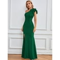thumbnail image 4 of I2CRAZY Women's Sexy Dark Green One Shoulder High Split Evening Party Bodycon Maxi Dress-S, 4 of 7