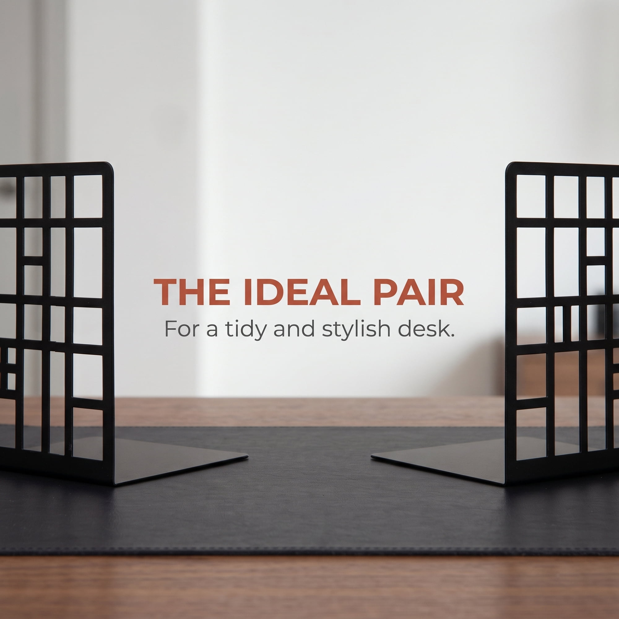 Unique Bargains Geometric Metal Bookends Decorative Book Ends for Shelves Black  Style A 4.7"x3.7"x6.7"
