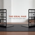 thumbnail image 4 of Unique Bargains Geometric Metal Bookends Decorative Book Ends for Shelves Black Style A 4.7"x3.7"x6.7", 4 of 6