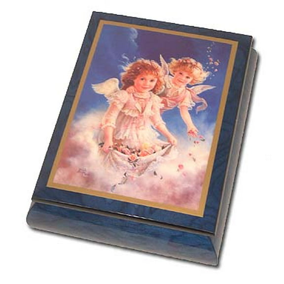 One of a Kind Musical Jewelry Box with Beautiful Painting Petals of Love by Brenda Burke - Away in a Manger