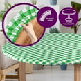 thumbnail image 4 of Sorfey Round Dining Table Cover Fitted Checkered Vinyl Table Cloth, Green 70” x 70”, 4 of 5