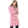 thumbnail image 4 of INSPIRE CHIC Women's Notched Lapel Collar Double Breasted Mid Length Overcoat, 4 of 7