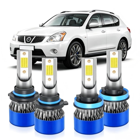 soukeo Fit for Nissan Rogue 2008-2013 LED Headlight Bulbs,High Beam 9005 Low Beam H11,1:1 Halogen Size,Plug and Play,6500K Cool White,4pcs