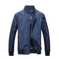 thumbnail image 2 of Leesechin Men Big & Tall Jacket Zipper Pocket Ribbed Hem Non-hooded Sports Solid Top Coat, 2 of 4