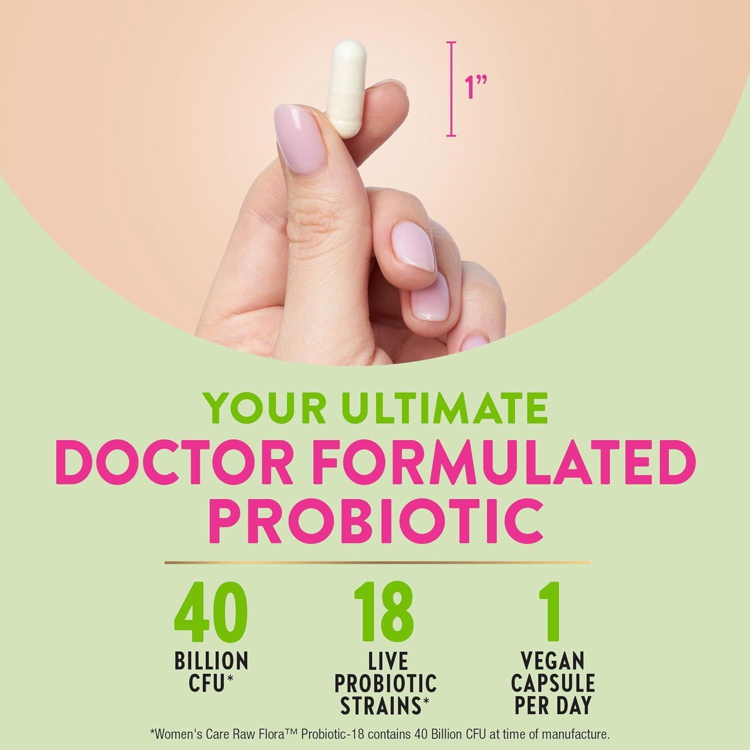 Raw Flora Probiotics for Women | 40 Billion CFU | 33 Vegan Capsules | with Cranberry & D-Mannose | by Nature's Truth