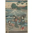 thumbnail image 3 of Andō Hiroshige 11x14 Black Modern Framed Museum Art Print Titled - Three Women and Waves (19th Century), 3 of 5