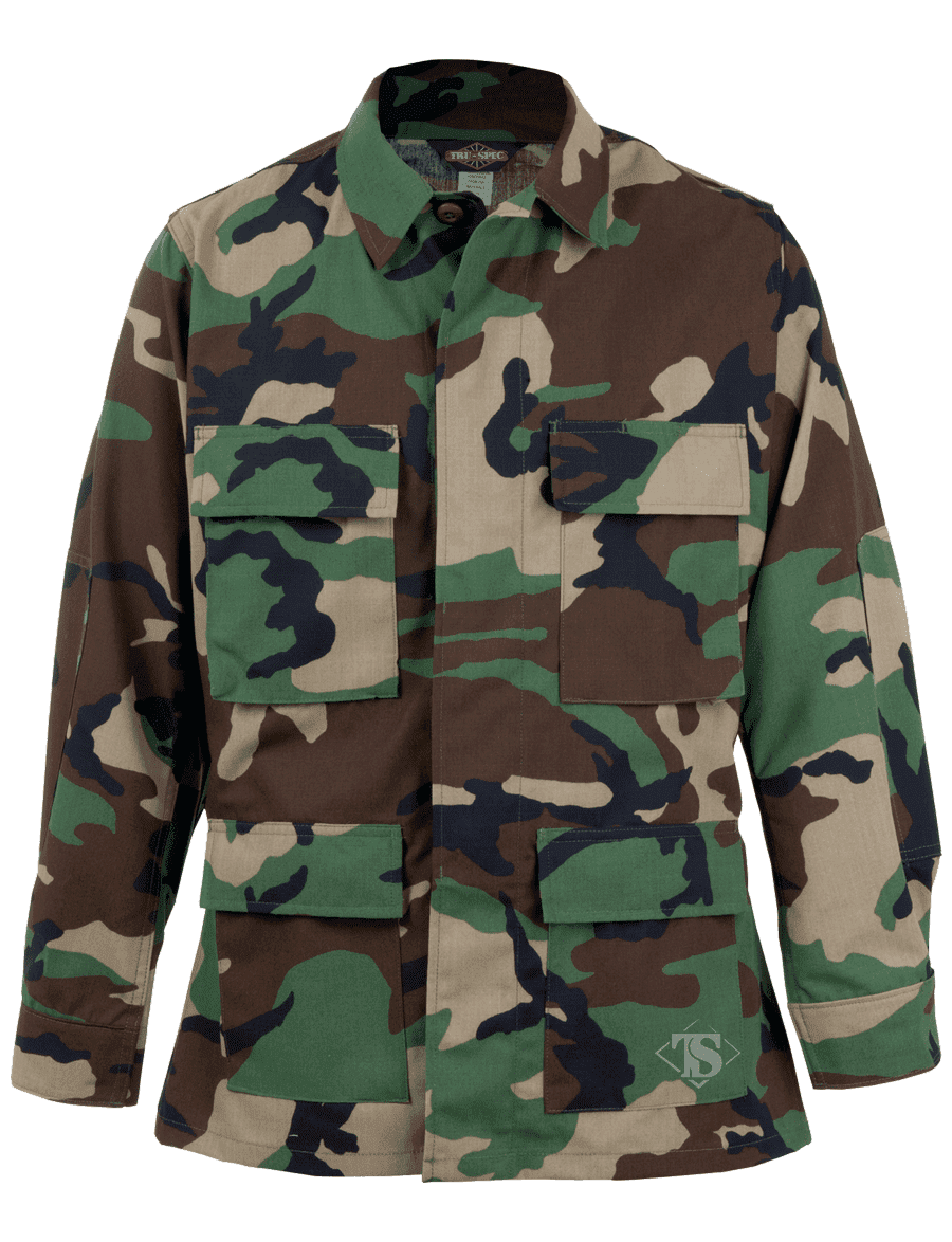 Tru-Spec 1270 Mens BDU Coat, Tactical Combat Uniform Shirt, Woodland ...