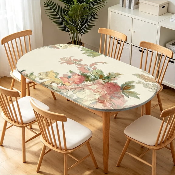 YESAD Elastic Tablecloth For Oval Tables, Waterproof Tablecover For Up To 42X68in Oval Table Cover, Dining Tablecover For Indoor And Outdoor, Holiday, Weathered Wood