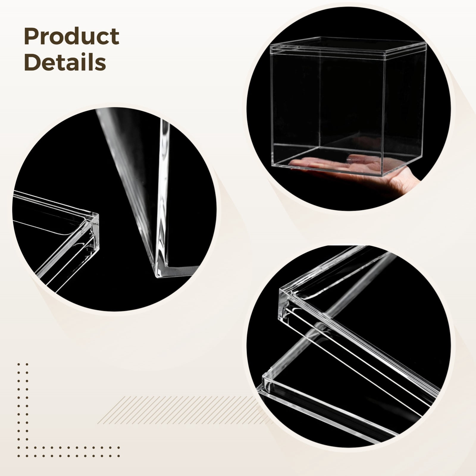 3 PCS Clear Cube Organizers, 3 Sizes Acrylic Storage Box with Lid, Acrylic Cube Storage Container for Candies Jewelry Coins Art Supplies