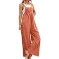 thumbnail image 2 of Endives Wide Leg Jumpsuit For Women Casual Loose Bib Overalls for Women Solid Color Jumpsuits Spring Summer Orange, 2 of 5