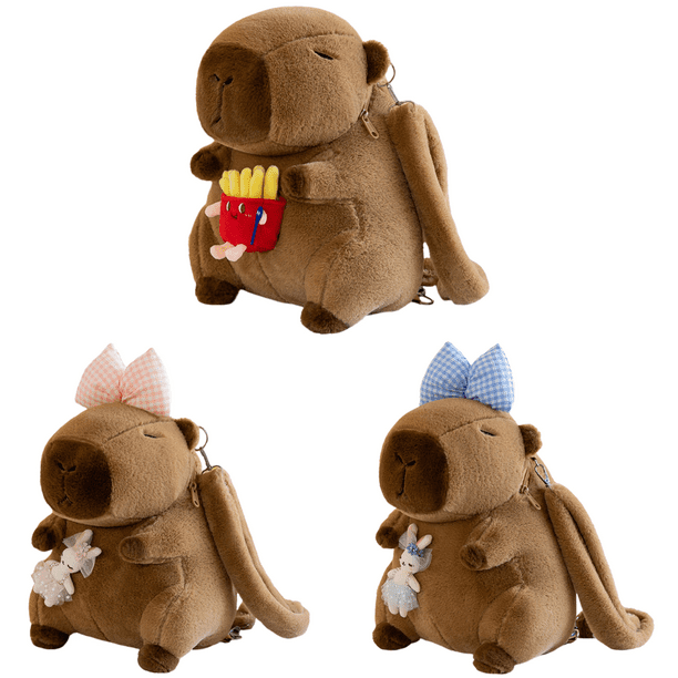 Mochila Felpa Capibara Bolso Piel para Estudiantes Niñas (con Papas Fritas)