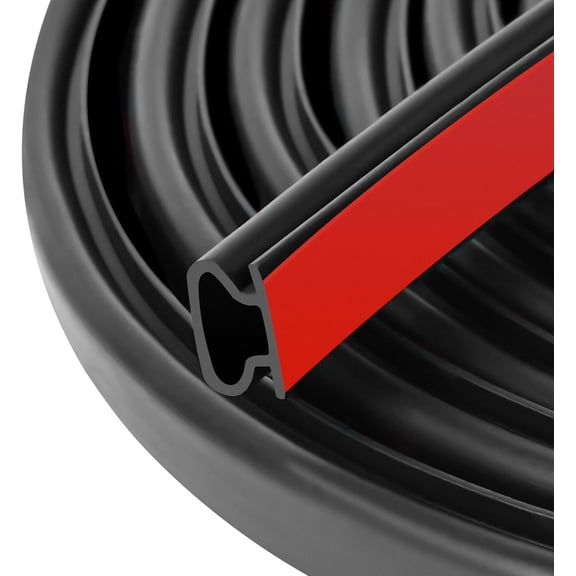 Rubber Door Seal Strip 32.8 Ft Rubber D-Shape Weather Stripping Self-Adhesive Frame Seal for Exterior Front Doors Jamb House Entry Frame Easy Cut to Size - Black