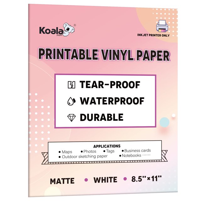 Papel de impresora de vinilo impermeable KOALA PAPER 8,5x11