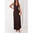 thumbnail image 6 of PRETTYGARDEN Holiday Cocktail Dresses for Women Summer Elegant V Neck Halter Backless Wedding Guest Party Midi Dress, 6 of 7