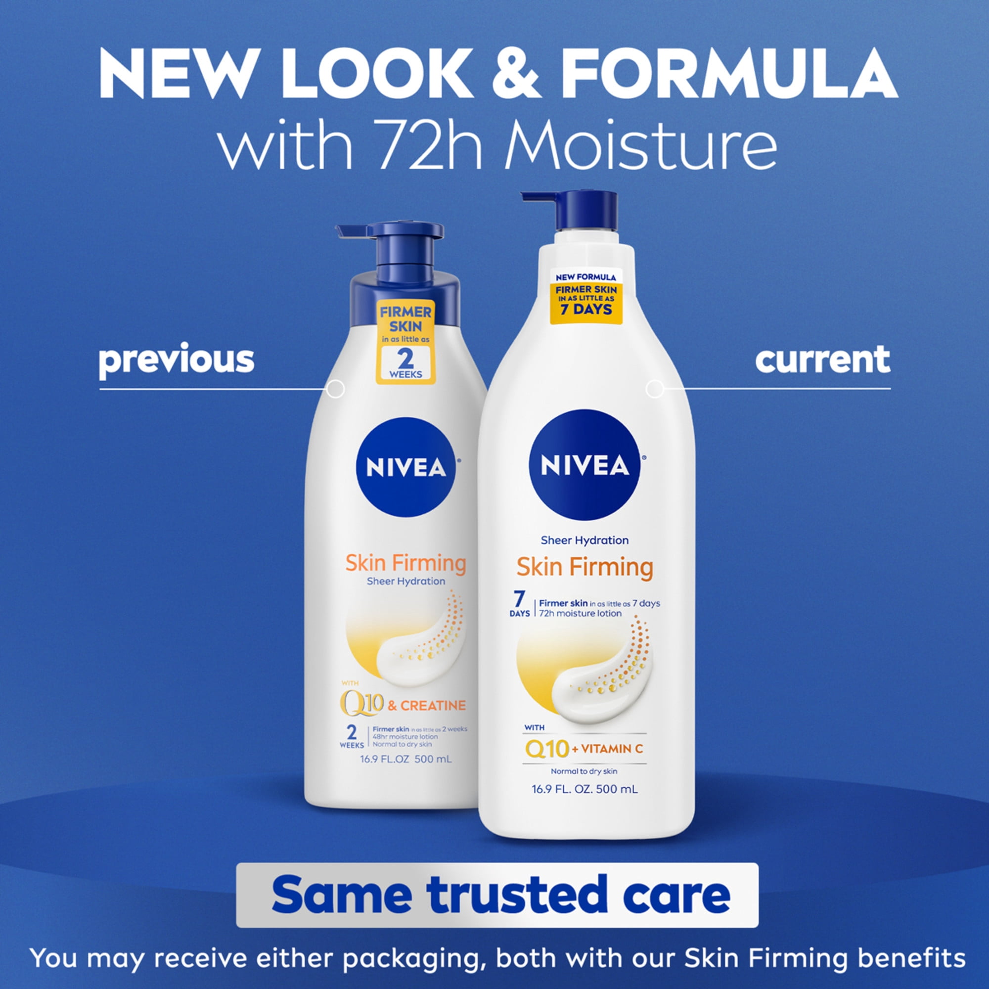 NIVEA Skin Firming Sheer Hydration Body Lotion with Q10 and Vitamin C, 16.9 fl oz