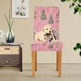 thumbnail image 4 of Yayeee 4 Pack Dining Chair Covers Stretch Parson Chairs Slipcovers Seat Protector, Pink Gingerbread House, 4 of 6
