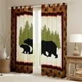 thumbnail image 2 of Black Bear Curtains & Drapes Vintage Brown Wood Board Curtains,Animal Paw Print Pine Trees Blackout Curtains 2 Panels 52"Wx84"L Woodland Retro Big Cat Lodge Cabin Rustic Home Decor, 2 of 6