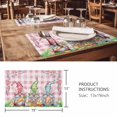 thumbnail image 3 of Placemats Set of 6, Easter Bunny Gnomes Woven Placemat, Linen Place Mats for Kitchen/Dining Tables, Spring Easter Eggs Floral Pink Plaid Washable Table Mats for Party, 3 of 8