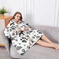 thumbnail image 5 of Oversized Wearable Blanket Hoodie,Schnauzer Dog and Footprints Sherpa Blanket Hoodie with Super Pockets,Super Warm Fuzzy Pullover for Women & Men, 5 of 6