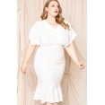 thumbnail image 2 of Pastel by Vivienne Women's Cocktail Formal Bodycon Plus Dress Mermaid Hem Pleats Ivory X-Large, 2 of 4