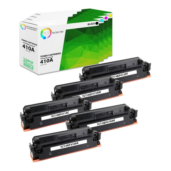 TCT 410A Toner Cartridge 5 Pack - Premium Compatible Replacement for HP 410A CF410A CF411A CF412A CF413A