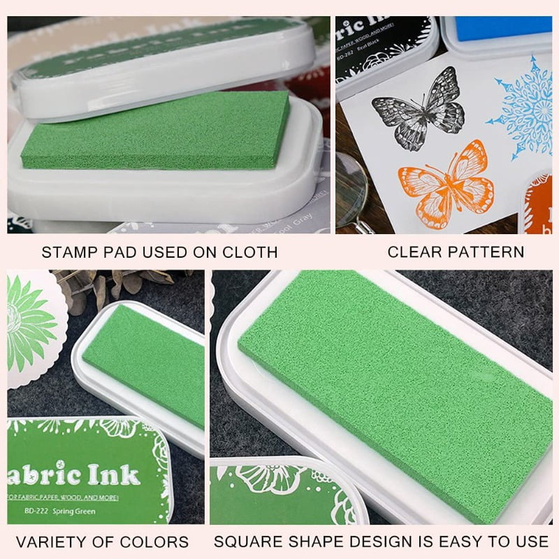 2PC Fabric Ink Pads for Rubber Stamps, Washable Craft Ink Pads for Card Making Scrapbooking, Permanent Ink Pads for Wood, Paper, 3.7 x 2.1 Inch