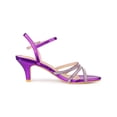thumbnail image 3 of BLISSFUL STEP Chaussures pour Femmes Sandales à Talon Kitten à Bout Ouvert en PU avec Bride à la Cheville Ornée de Strass Violet 8,5, 3 of 7