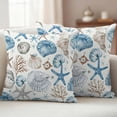 thumbnail image 3 of 2 Pack Outdoor Waterproof Throw Pillow Covers,Marine Sea Shell Conch Starfish Coral Decorative Square Pillow Case Patio Pillowcases for Chair Couch Sofa 16x16in, 3 of 9