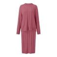thumbnail image 4 of SRZYMJ Women's Cable Knit Long Skirt 2 Piece Outfit Oversized Pullover Sweater Top and Long Pencil Skirt Sets, 4 of 5