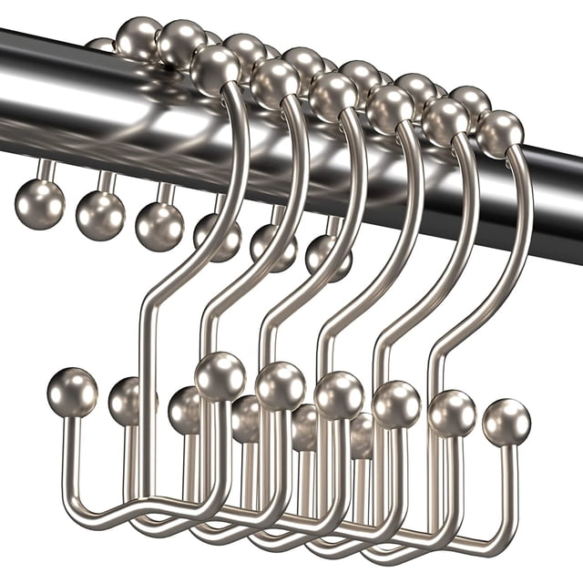 Titanker Ganchos para Cortina de Ducha, Anillos para Cortina de Ducha, Metal a Prueba de óxido, Ganchos de Ducha de Doble Deslizamiento, Anillos para Barras de Ducha de baño, Cortinas, Juego de 12 Gan