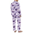 thumbnail image 4 of Xixirimido Halloween Bats Stars Purple Print Mens Ultra Soft Pajama Set, Stretch Long Sleeve Lounge Pjs Button-Down Lightweight & Cozy Sleepwear with Pockets, 4X-Large, 4 of 4
