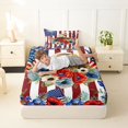 thumbnail image 4 of Manfei Bald Eagle Flag Twin Sheets,Floral Stars Bedding,Red Navy,3 Pieces,1 Fitted Sheet and 1 Pillowcase, 4 of 6