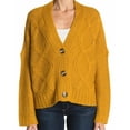 thumbnail image 1 of RDI women's Cozy Fisherman Cable Knit Cardigan Button Front Gold Yellow size S, 1 of 1
