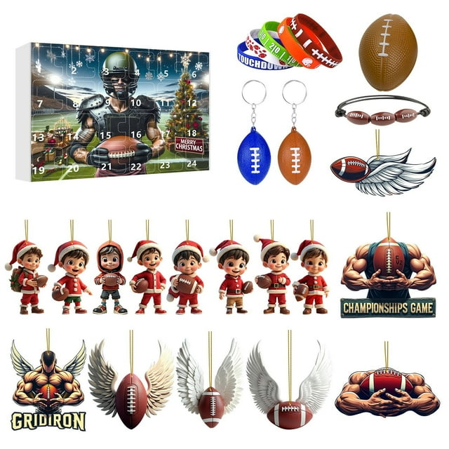 Calendario De Adviento De Rugby Navidad Juguetes De Navidad Cuenta Atrás 24 Días De Adviento Set Celebra El Calendario De Adviento (Colgante Acrílico 2D)