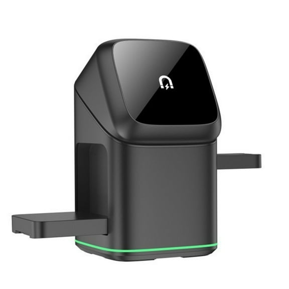 Black Magsafe Wireless Charger Stand With 15W Fast Charging Auto Rotation For Iphone Apple Watch Airpods