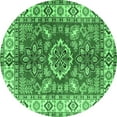 thumbnail image 1 of Ahgly Company Indoor Round Geometric Emerald Green Traditional Area Rugs, 4' Round, 1 of 4