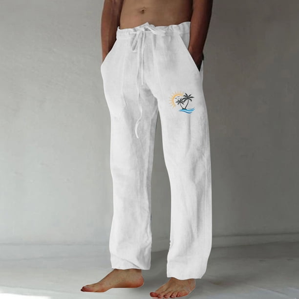 Pantalones largos para hombre, moda, estampados, casuales, cintura elástica con bolsillo, pantalones deportivos, pantalones de poliéster para hombre.