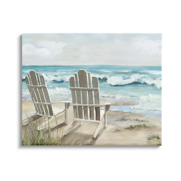 Stupell Industries Serene Beach Scene Landscape Painting Gallery Wrapped Canvas Art Print Wall Art, 20 x 16