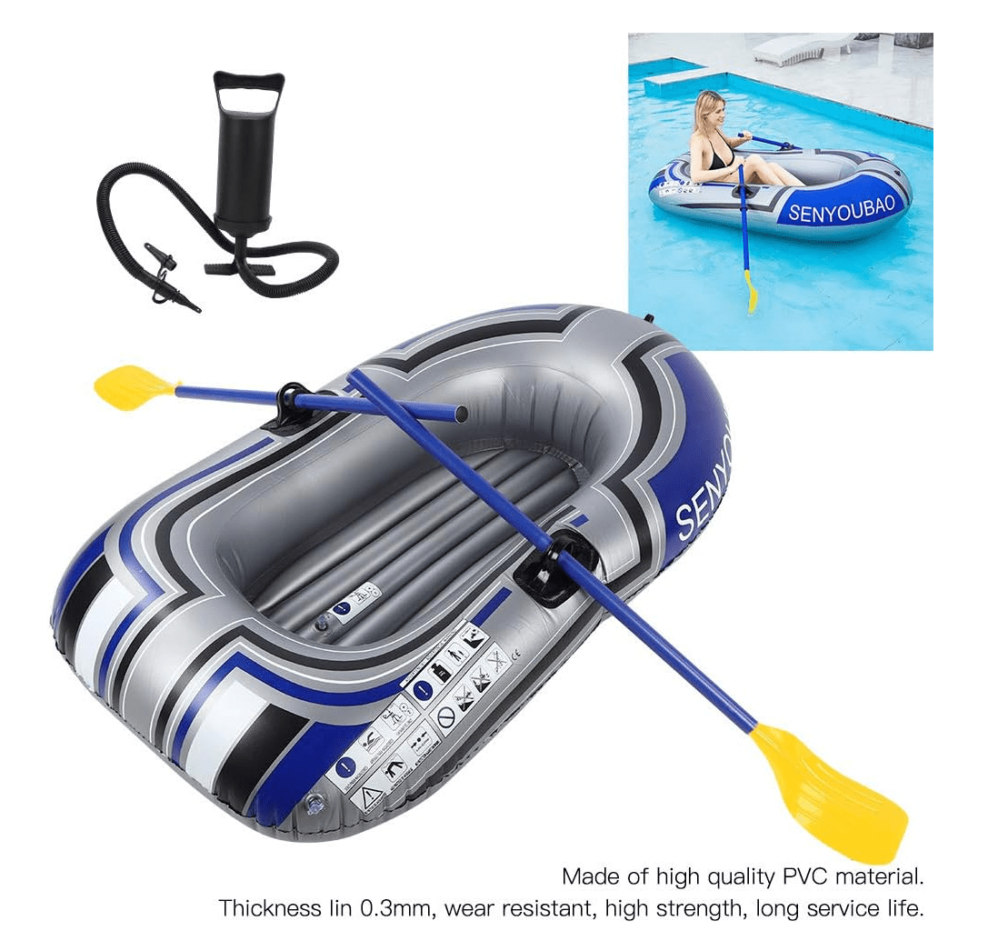 Inflatable Boat Canoe Kayak Set w/Air Pump and Oars for Fishing Sailing Rafting