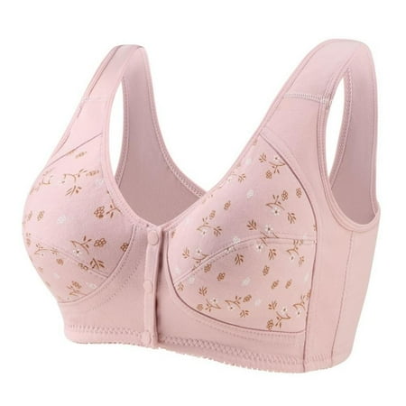 

LAST CLANCE SALE! Front Closure Cotton Brassiere Sports Bra for Middle-aged Woman Light Pink 46/105BC
