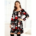 thumbnail image 3 of Fancyglim Womens Dresses for Christmas Crew Neck Long Sleeve Loose Fits T Shirt Aline Dress with Pockets Black 2XL, 3 of 7