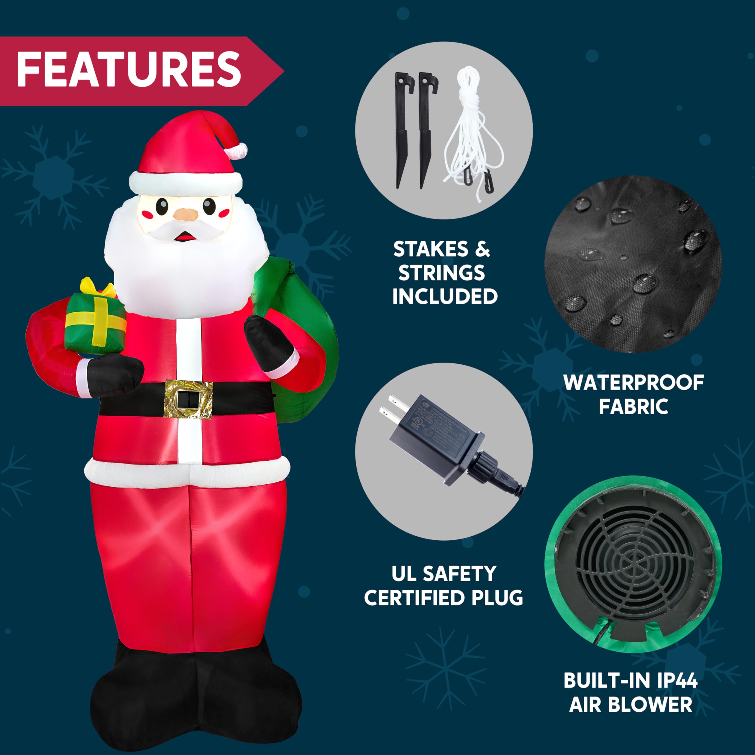 Joyfy 12 Ft Tall Giant Christmas Inflatable Santa with Gifts photo 5