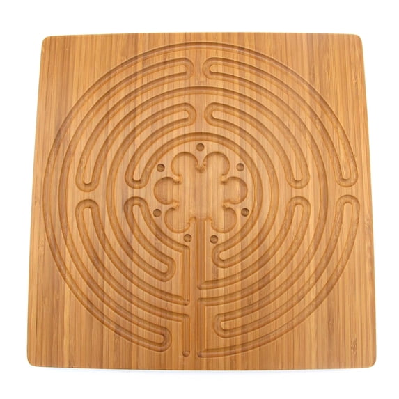 BambooMN Finger Labyrinth for Meditation and Prayer - Carbonized Brown Chartres Style 12.5" x 12.5" Square, 7 Circuit, 1 Piece