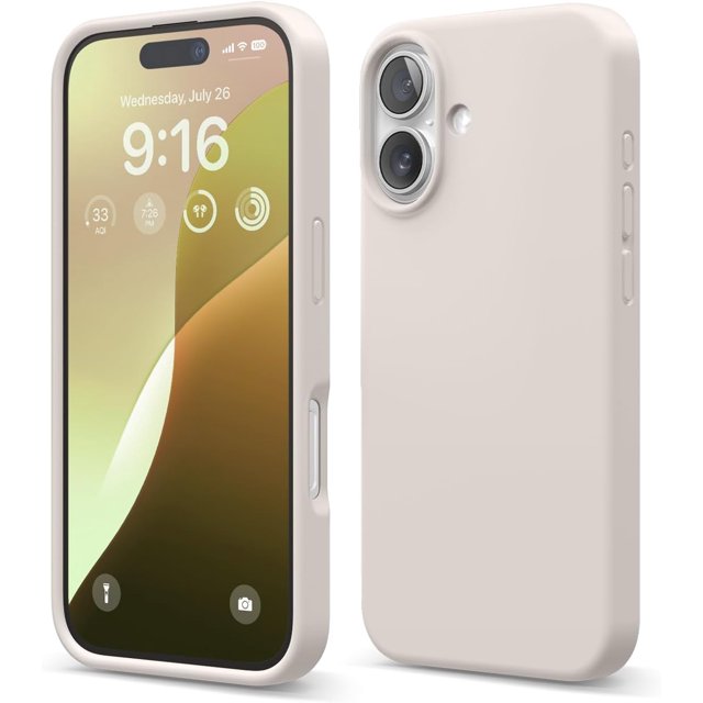 KOMI Compatible with iPhone 16 Pro Max Case, Premium Liquid Silicone Case, Full Body Protective Cover, Shockproof, Slim Phone Case, Anti-Scratch Soft Microfiber Lining, 6.9 inch Stone